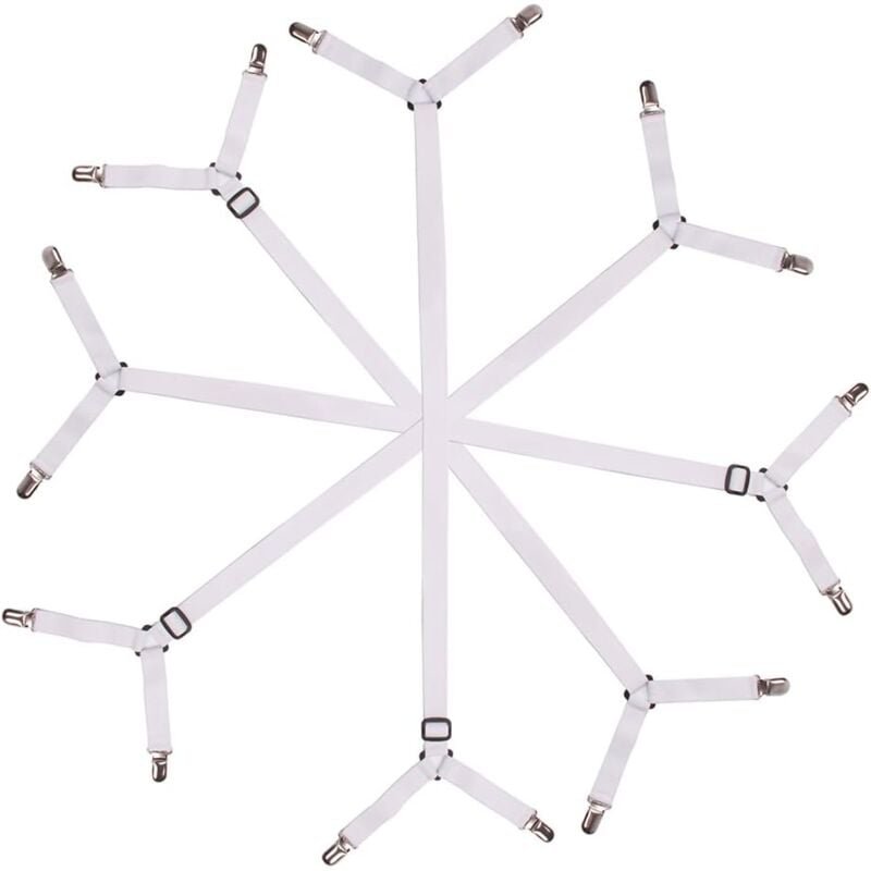 Crediri Verstellbare dreieckige Bettlakenhaltergurte für glatte Matratzen, 4er-Pack, weiß