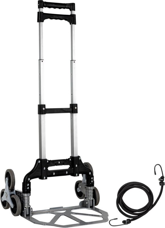 Aluminium Treppen Sackkarre klappbar mit Spanngurt - 100 x 47 cm - Treppensteiger 2-stufig verstellbar mit Gummirädern -...