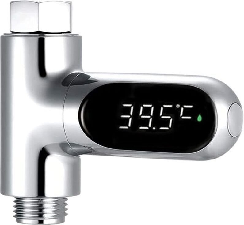 Thumbnail - KZQ - Duschthermometer mit LED-Digitalanzeige, wasserdichtes und batterieloses Design, elektronisches Wasserhahn-Wassert...