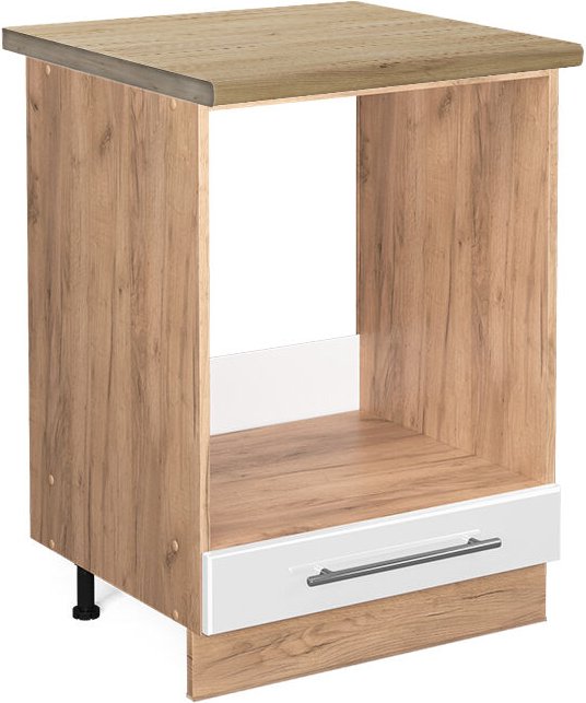 Thumbnail - Vicco - Herdumbauschrank Fame-Line, Weiß Hochglanz, 60 cm , ap Eiche