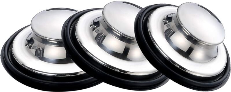 Spülbeckenstopfen, Spülbeckenstopfen aus Edelstahl, großer breiter Rand, 3,35 Zoll (85 mm) Durchmesser (3er-Pack)