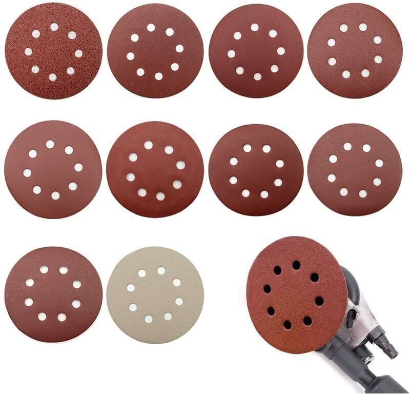 Thumbnail - CHOYCLIT Schleifscheibe 100 Stück Schleifmittel 125 mm, Körnung 80/180/240/400/800/1000/1200/1500/2000/3000, Schleifen P...