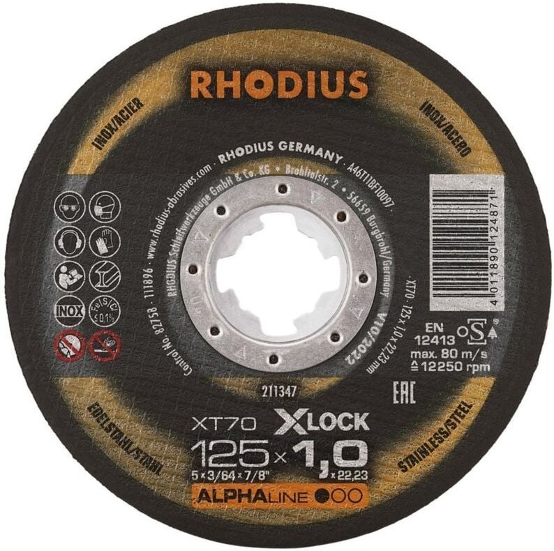 Rhodius - XT70 x-lock, 25 Stück, 125 x 1,0 mm, x-lock Trennscheibe