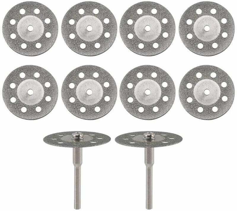 10 Diamant-Trennscheiben mit 22 mm Durchmesser und 2 Dornen mit 3 mm Durchmesser, Ersatz für Dremel-Rotationswerkzeuge, ...