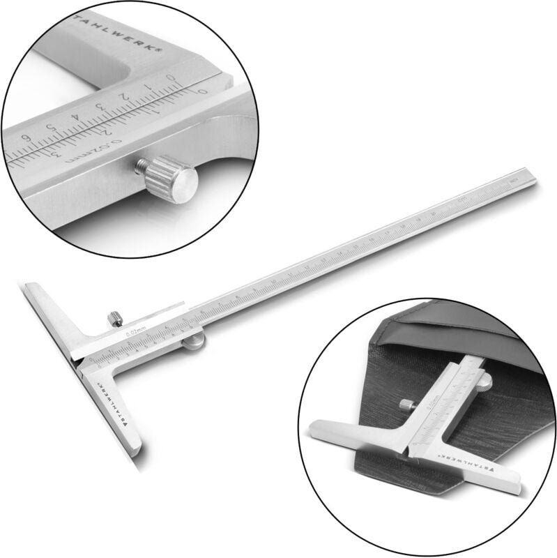 Stahlwerk - Tiefenmessschieber 0-200 mm din 862 aus rostfreiem Edelstahl