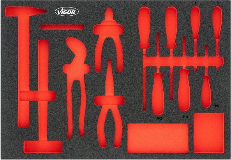 VIGOR Weichschaumeinlage, leer, L x B x H: 563 x 393 x 35 mm, Art.Nr. V5634N-L