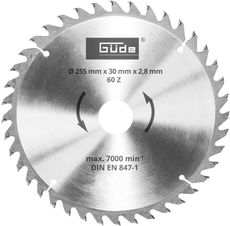 Güde Holzsägeblatt HM 255x30x60Z Hartmetall Wippsägeblatt Kreissägeblatt