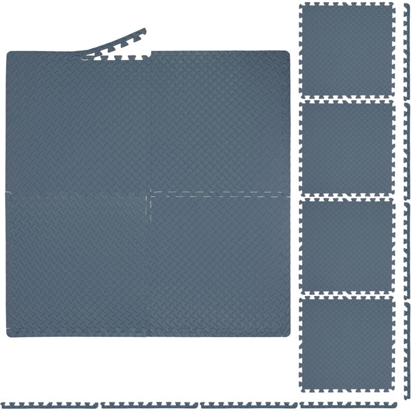 40 x Bodenschutzmatte, 60x60 cm, Schutzmatten mit Rand, eva, 15m² Gesamtfläche, Unterlegmatte für Fitnessgeräte, grau
