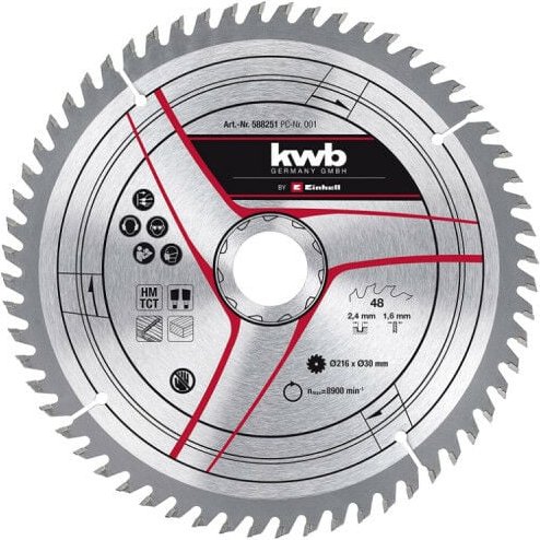 KWB - einhell Sägeblatt für Kapp- und Gehrungssäge - 60 Zähne - 216 x 30mm