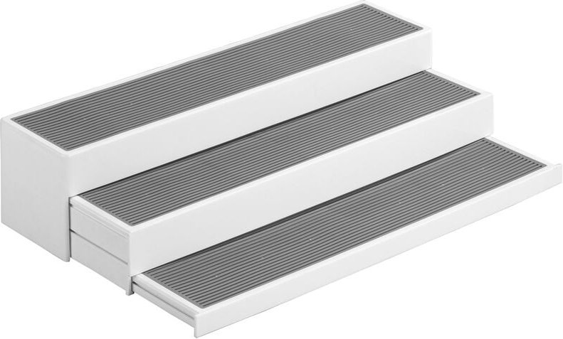 Küchenregal Steps, 3-stufig ausziehbar, Weiß, Polypropylen weiß, Kunststoff (tpe) grau - weiß - Wenko