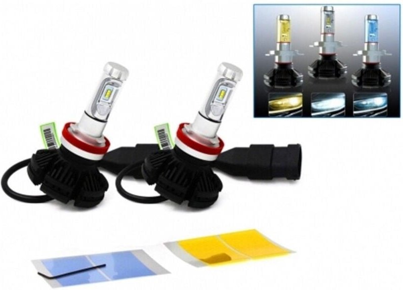 Trade Shop Traesio - Trade Shop - paar led-scheinwerferlampen X3 scheinwerfer H4 50W ersatzlampen licht 3-FARBIGE folie ...