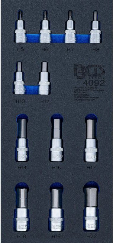 Werkstattwageneinlage 1/3: Bit-Einsatz-Satz Innensechskant 12,5 mm (1/2') 12-tlg.