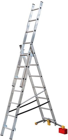 Hailo - Echelle transformable 3x7 barreaux - Longueur max. 4.07m - Sol plat ou irrégulier - 1420-801