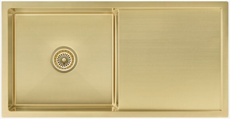 Kroos ® - Küchenspüle einfach 880 mm - Messing gebürstet - Limba