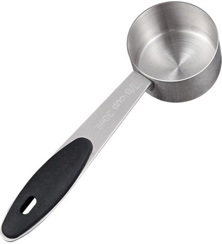 2er-Pack 30 ml Kaffeemesslöffel, 1/8 Tassen-Messlöffel, 30 ml Kaffeemesslöffel aus Edelstahl mit schwarzem Silikongriff,...
