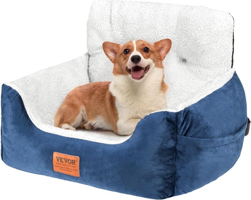 VEVOR Hundeautositz, Hundesitzerhöhung fürs Auto mit hoher Rückenlehne, Aufbewahrungstasche, ansteckbarer Sicherheitslei...