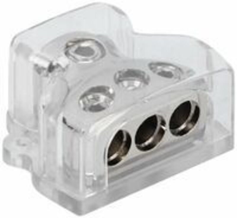 3-Wege-Stromverteilungsblock, 1 x 0-Gauge-Eingang/3 x 4-Gauge-Ausgang, Verstärker-Stromverteilungs-Masse-Splitter-Verbin...