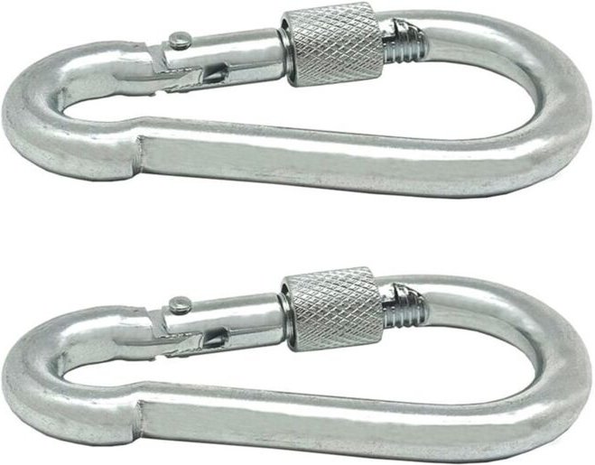 EDM - Feuerwehrkarabiner mit Sicherheitsverschluss 'MSQ02' 60x30x6mm aus verzinktem Stahl (2 Stück)