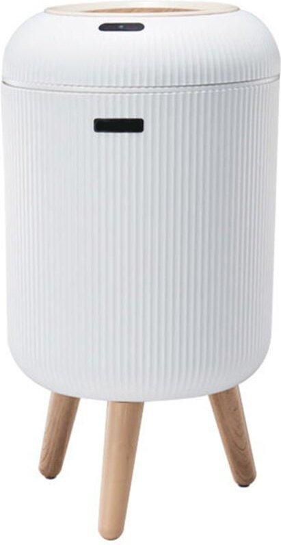 Mülleimer, hoher Holzsockel mit Sensordeckel, 22,5 × 22,5 × 41,5 cm, Betrieb mit AA-Batterien (Batterien nicht im Liefer...