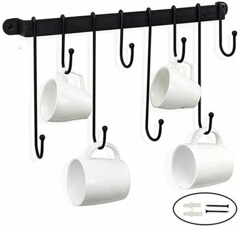 40 cm Aufhängung mit 8 Haken, selbstklebender Topflappen, Wandmontage, starke Stange, Küchenutensilien für Regal, Kochto...