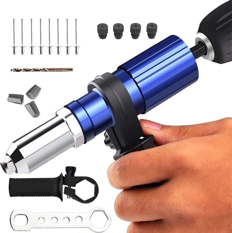 Nietpistolen-Adapter, elektrischer Nietpistolenkopf, kabelloses Nietpistolen-Bohrwerkzeug, Adapterzubehör aus Aluminiuml...