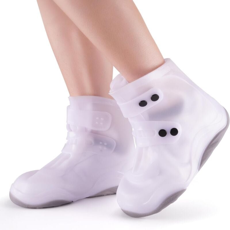 Wiederverwendbare, wasserdichte Schuhüberzüge (40–42, weiß, kurz), Motorrad-Regenschuhüberzüge, Regen, Schnee und Schlam...