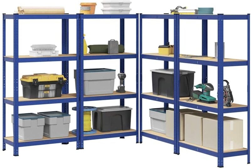 Lagerregale mit 4 Böden 4 Stk. Blau Stahl & Holzwerkstoff - Vidaxl