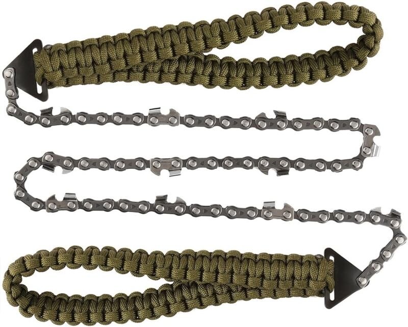 Aougo - Tragbare Kettensägen-Handsäge mit Fallschirmseilgriffen, Multifunktions-Nylontasche, Kabelsäge für Überlebensaus...