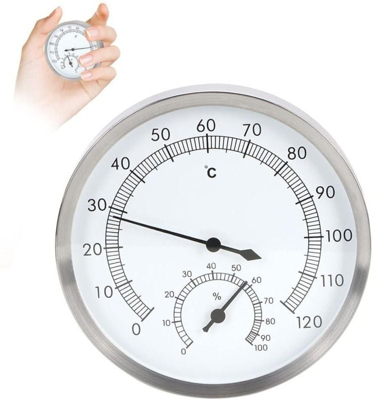 Analoges Thermo-Hygrometer, 2-in-1-Thermometer-Hygrometer aus Edelstahl, Thermo-Hygrometer-Ausrüstungszubehör für Haus, ...