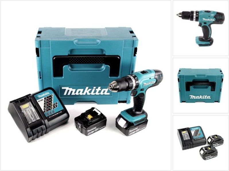 Thumbnail - Makita DHP 453 RTJ Akku Schlagbohrschrauber 18V 42Nm + 2x Akkus 5,0Ah+ Ladegerät im Makpac 2
