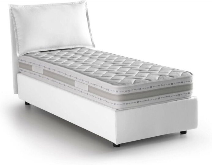 Einzelbett Penelope, Containerbett mit Stoffbespannung, 100% Made in Italy, Frontöffnung, mit Matratze Cm 90x190 enthalt...