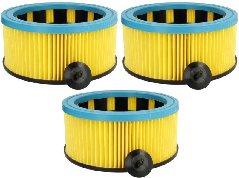 3x Faltenfilter Ersatz für Metabo 631753000 für Staubsauger - Filter, Patronenfilter, schwarz blau gelb - Vhbw