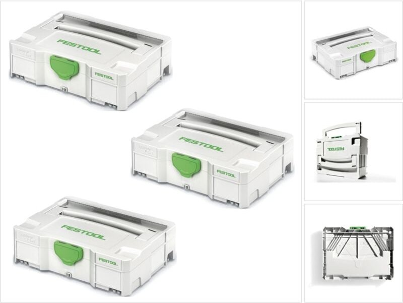 3 x Systainer t-loc sys 1 tl Werkzeug Koffer lichtgrau koppelbar ( 497563 ) - Festool