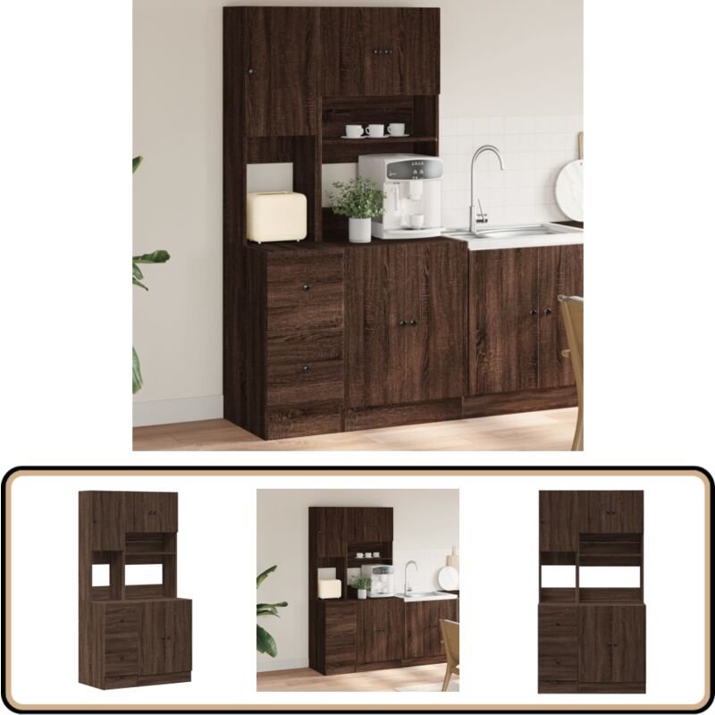 Küchenschrank Braun Eichen-Optik 95x50x180 cm Holzwerkstoff - Küchenregal - Holzschrank - Esszimmertisch - Wohnraumorgan...