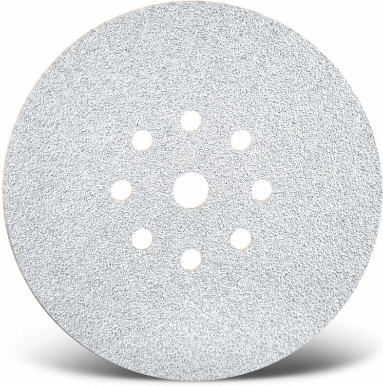 White Klett-Schleifscheiben, 225 mm, 9-Loch, f. Trockenbauschleifer, Normalkorund (5 Stk.) K60 - Menzer