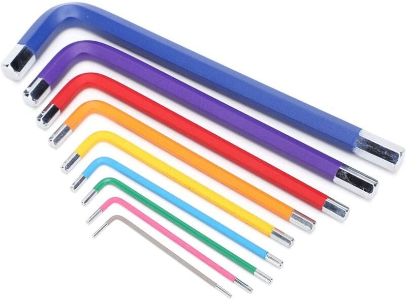 Satz mit 9 Innensechskant-Steckschlüsseln, farbiger Innensechskant-Steckschlüssel mit flachem Kopf, Innensechskant-Werkz...