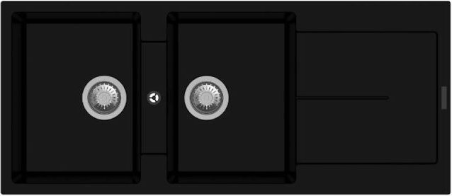 Enigma D200 2-Becken-Spüle und schwarzer Abtropffläche