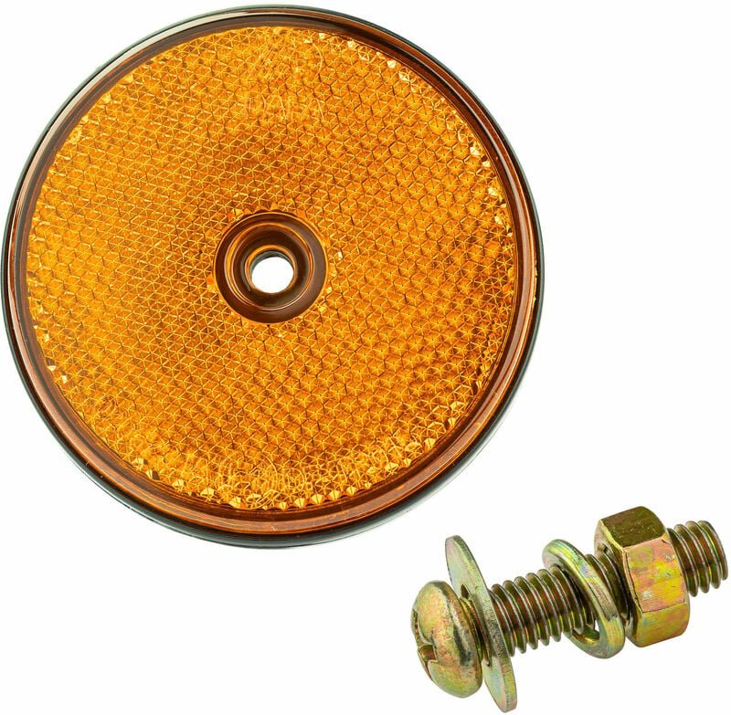 Dema - Rücklicht Reflektor Katzenauge Rückstrahler rund 70 mm gelb schraubbar