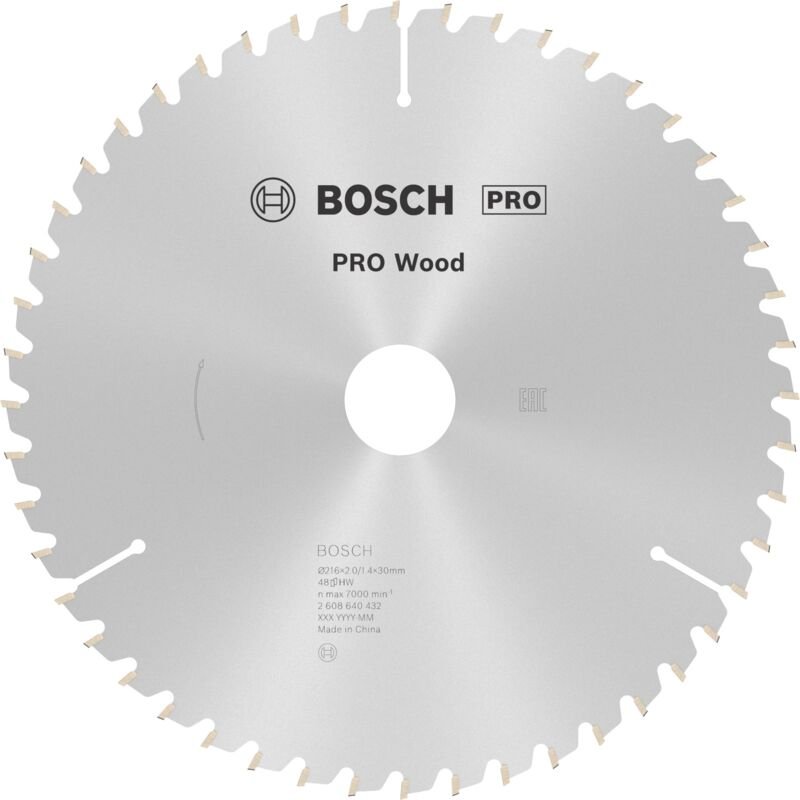 Pro Wood Kreissägeblatt, 216 x 2 x 30 mm, T48 - Bosch