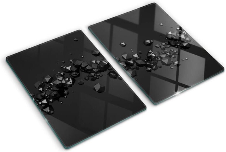 Tulup - Glasschneideplatten - Schneidebrett aus Glas - Herdabdeckplatten - Gehärtetes Glas – 2x40x52 cm (2er Set) - 3D