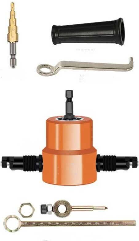 5-teiliges Metall-Elektrowerkzeughalter-Set, Doppelkopf-Bohrerhalter, für Stanzwerkzeuge