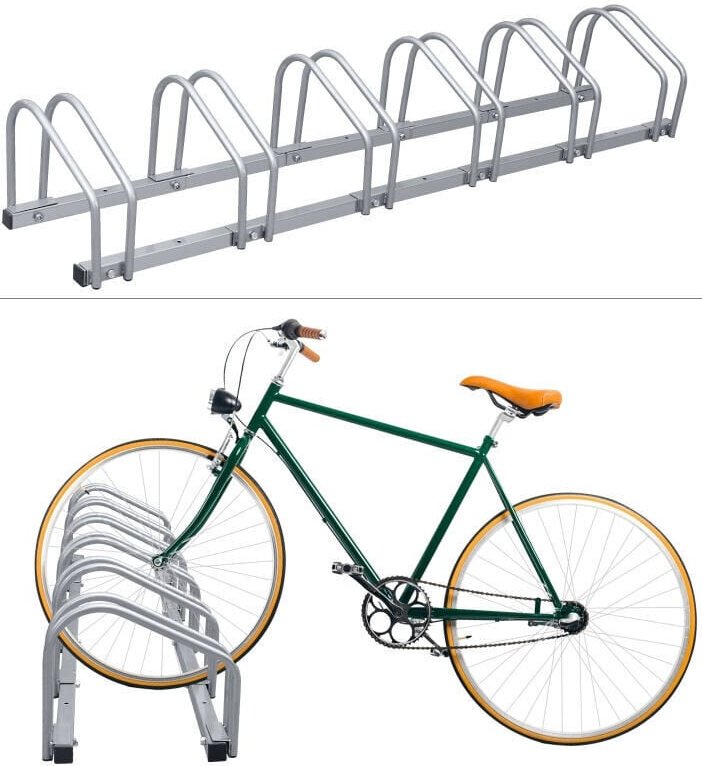 Thumbnail - Swanew Fahrradstaender Boden und Wandmontage, Mehrfachstaender Fahrradparker, Aufstellstaender, Silber (für 6 Fahrraeder...