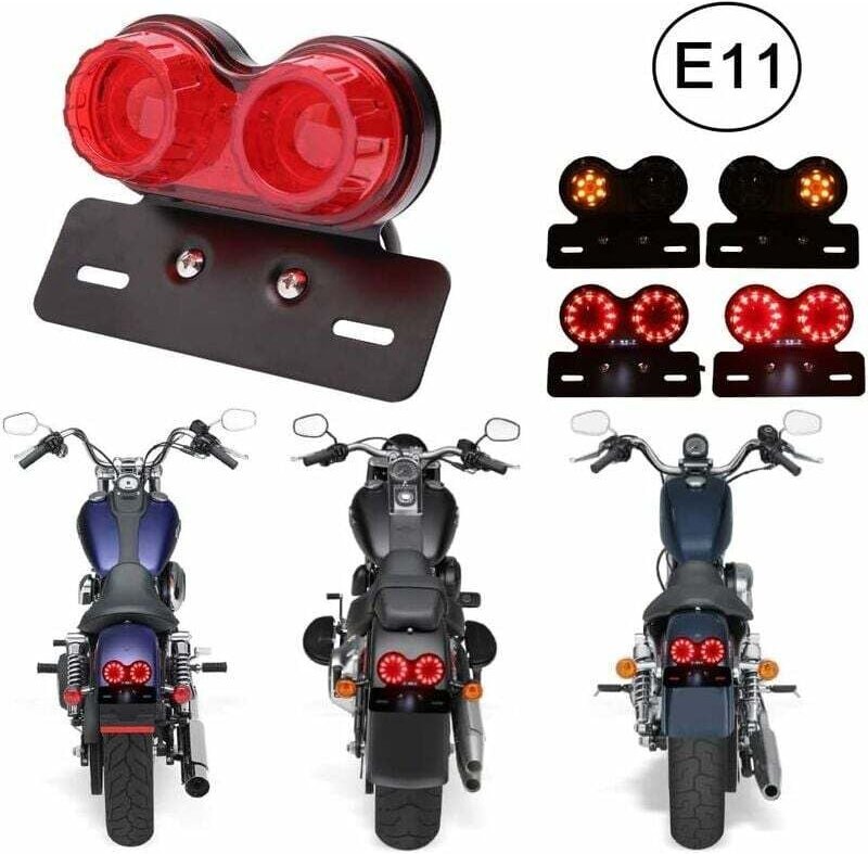 Thumbnail - 1 Stück 40 led (rot) Doppel-Motorrad-Rücklicht, Bremslicht, Blinker, Lauflampe mit Kennzeichenhalterung für Straßenrad, ...