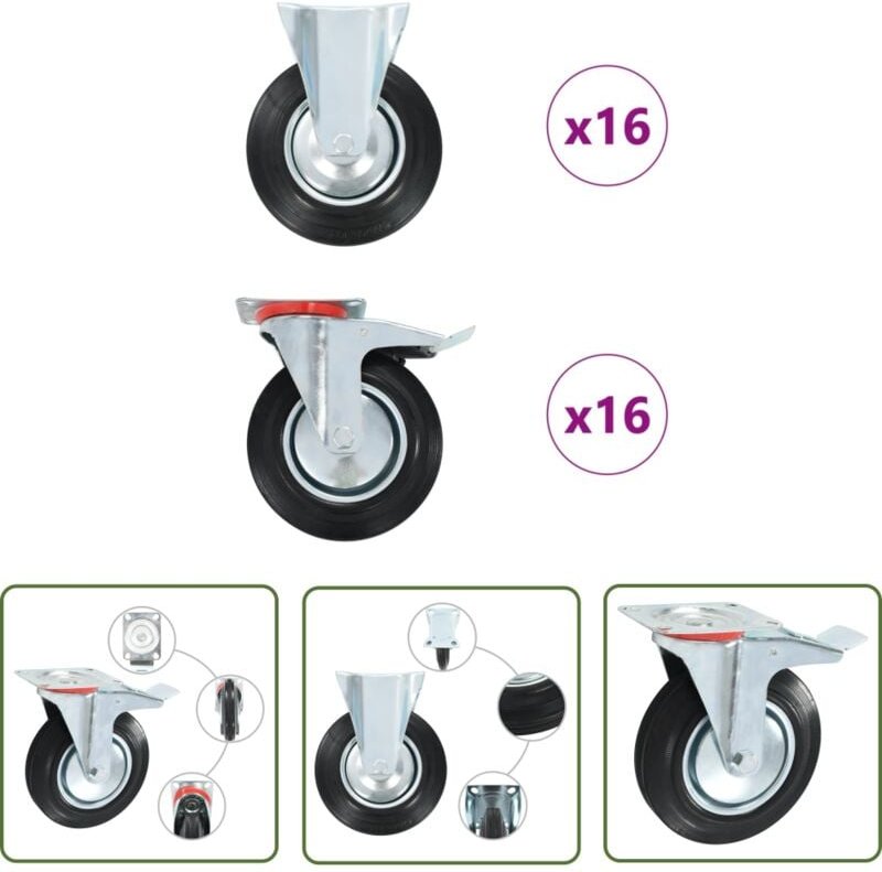 The Living Store - vidaXL 32 Stk. Rollen 200 mm