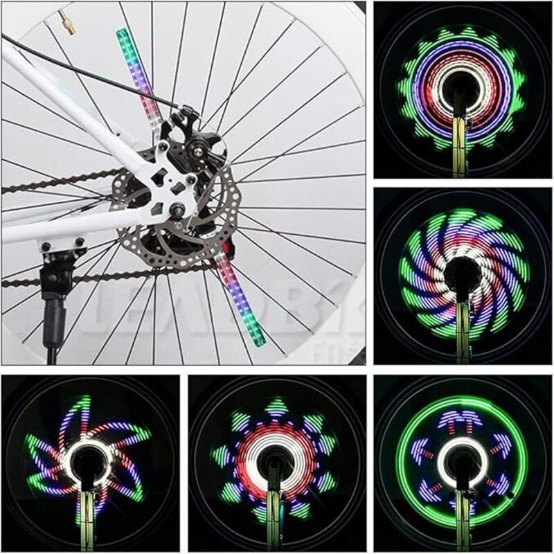 Linghhang - LED-Fahrrad-Radlicht, 64 led, 30 verschiedene Bilder, wasserdichtes Fahrrad-Radlicht für DIY-Fahrradreifen ü...