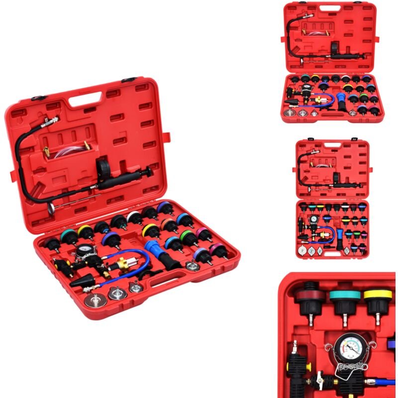 28-tlg. Druckprüfgerät für Kühlsystem & Kühlerdeckel - Kühlsystemprüfung - Drucktest - Kühlmittelwechsel - Leckageortung...