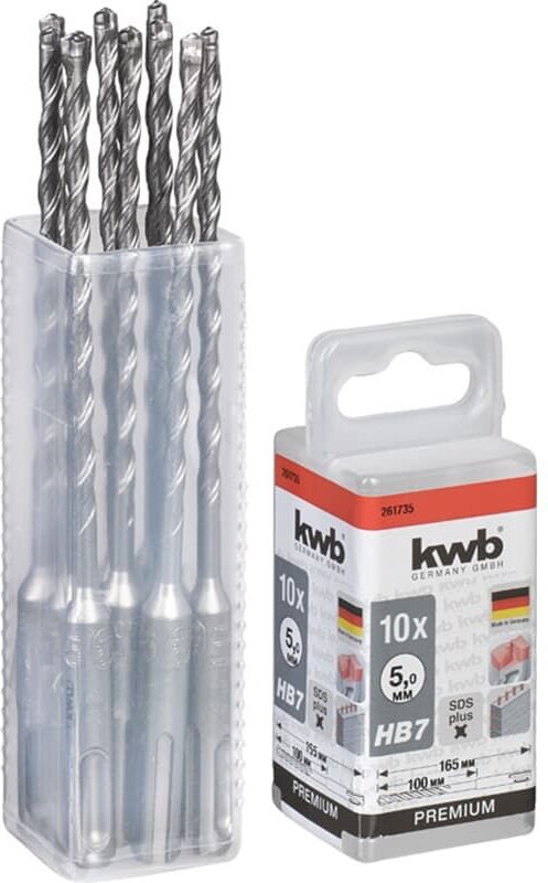KWB - HB7 sds Plus x Hammerbohrer, 165/100 mm, ø 5 mm, 10 Stück
