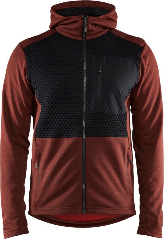 Arbeitskapuzenpullover mit Reißverschluss 3540 - Ziegel/Schwarz XL