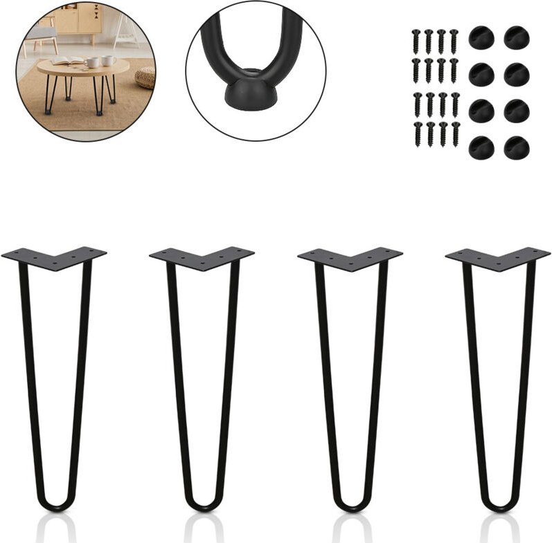 Tischbeine 4er Set Hairpin Leg Haarnadelbeine Tischgestell Tisch Tischkufen Legs Esstisch Harpins Tischbein 2 Streben Sc...