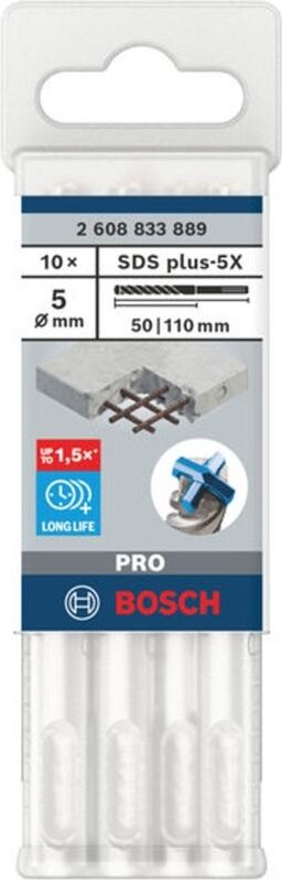 Pro sds plus-5X Hammerbohrer, 5 x 50 x 110 mm, 10-tlg.